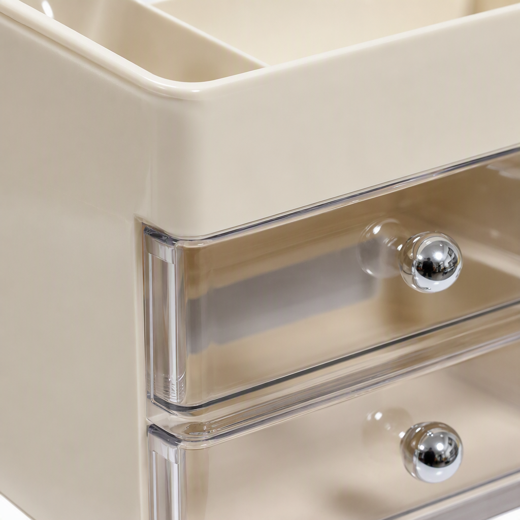 【CL】26Q3#8101 Beige desktop multi-functional storage box, beaded file organization box, simple storage box, home and office supplies storage box Application Scenario