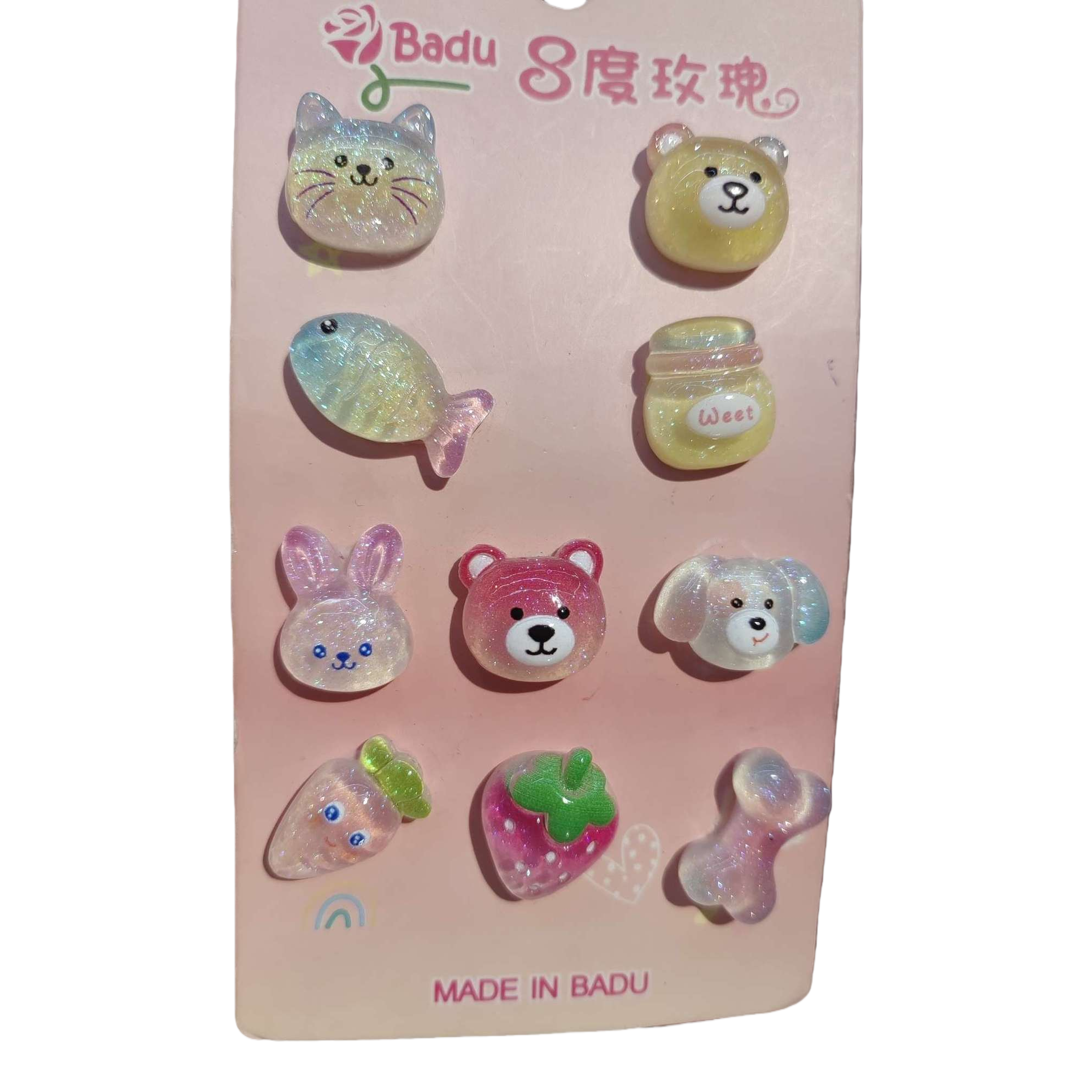 Pink cards, a variety of cute cartoon resin accessories, are suitable for DIY gifts, decorations and fun ornaments Item Picture