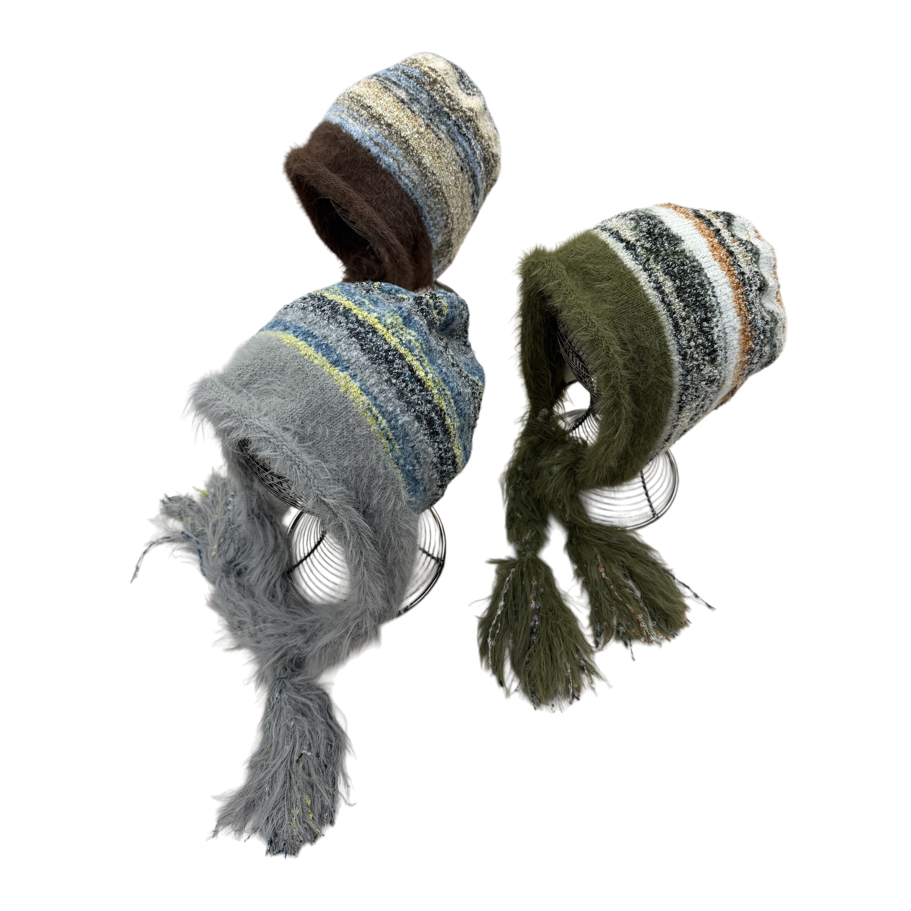 Colorful striped plush hats are warm, cute and fashionable for autumn and winter. They are trendy and versatile hats for boys, girls and children in winter Item Picture
