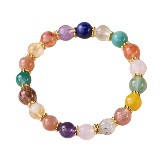 [joyería yajinpe] oro negro super amarillo asser y otros cristales de colores mano cadena pulsera 8mm perlas de cristal natural colorido mano cadena moda y regalo versátil Item Picture