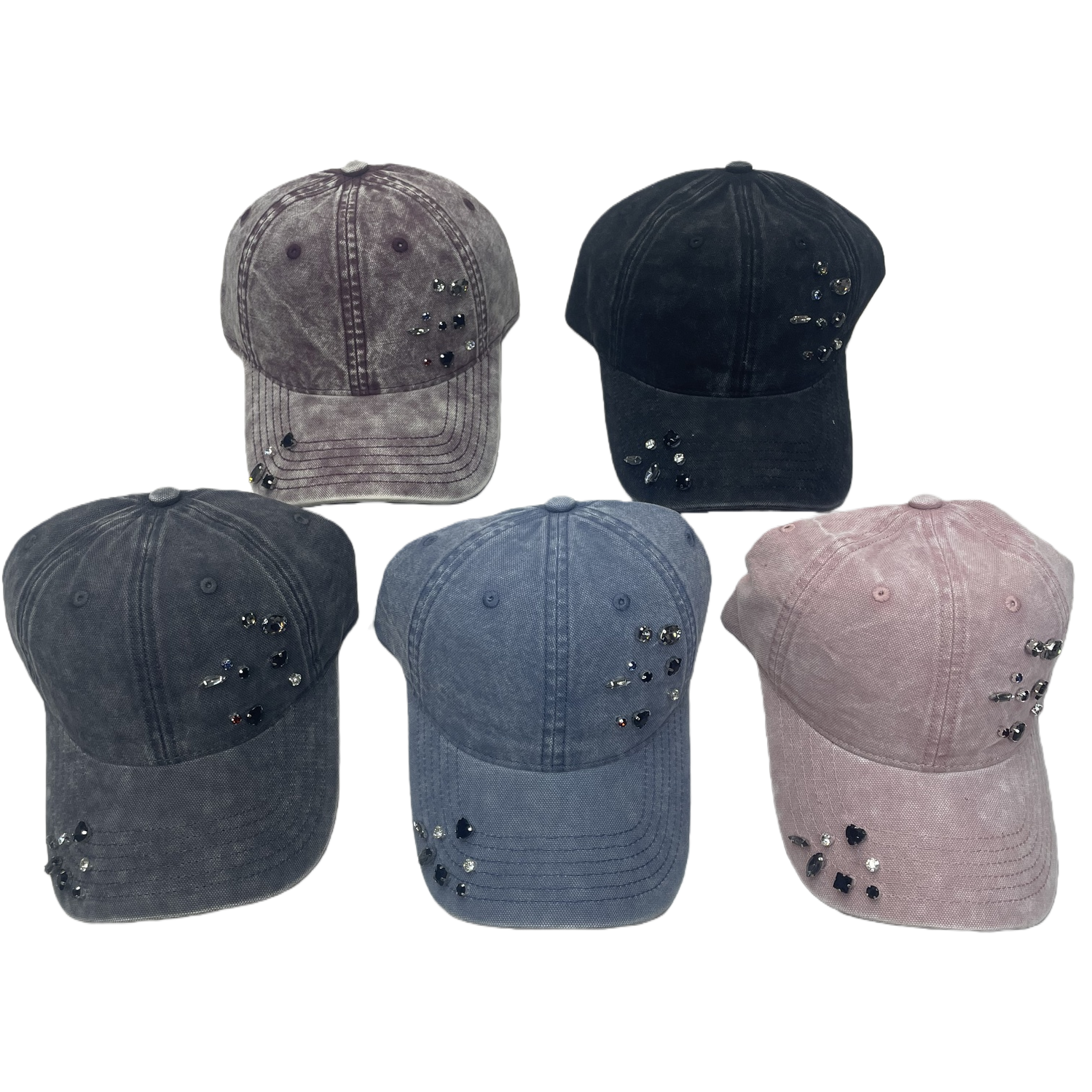 Cinco gorras de béisbol decorativas strass moda versátil sombreros casuales hombres y mujeres tendencia gorras deportivas sorteo Item Picture