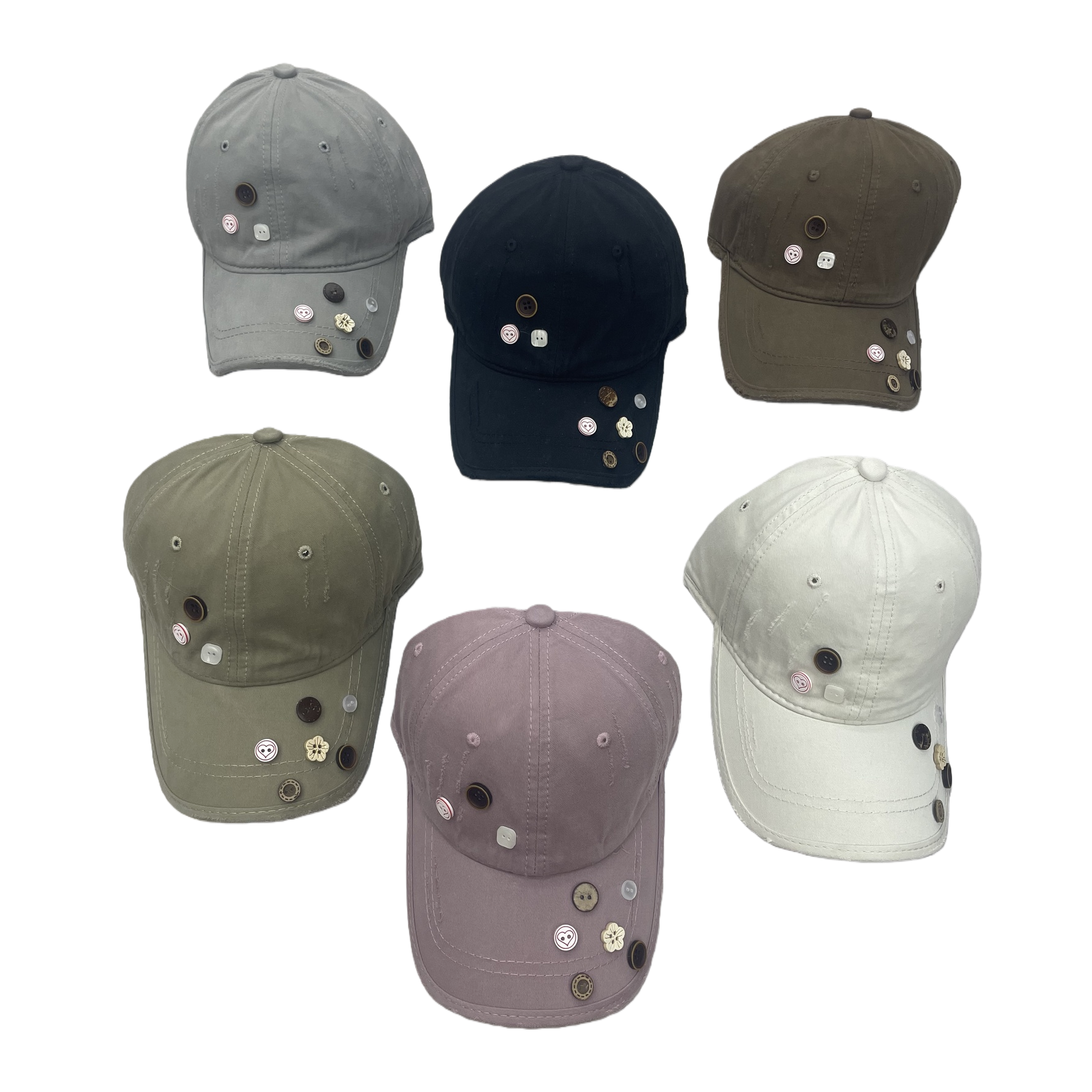 Moda seis botones decorativos gorra de béisbol casual versátil sombrero deportivo para hombres y mujeres estilo de tendencia Item Picture
