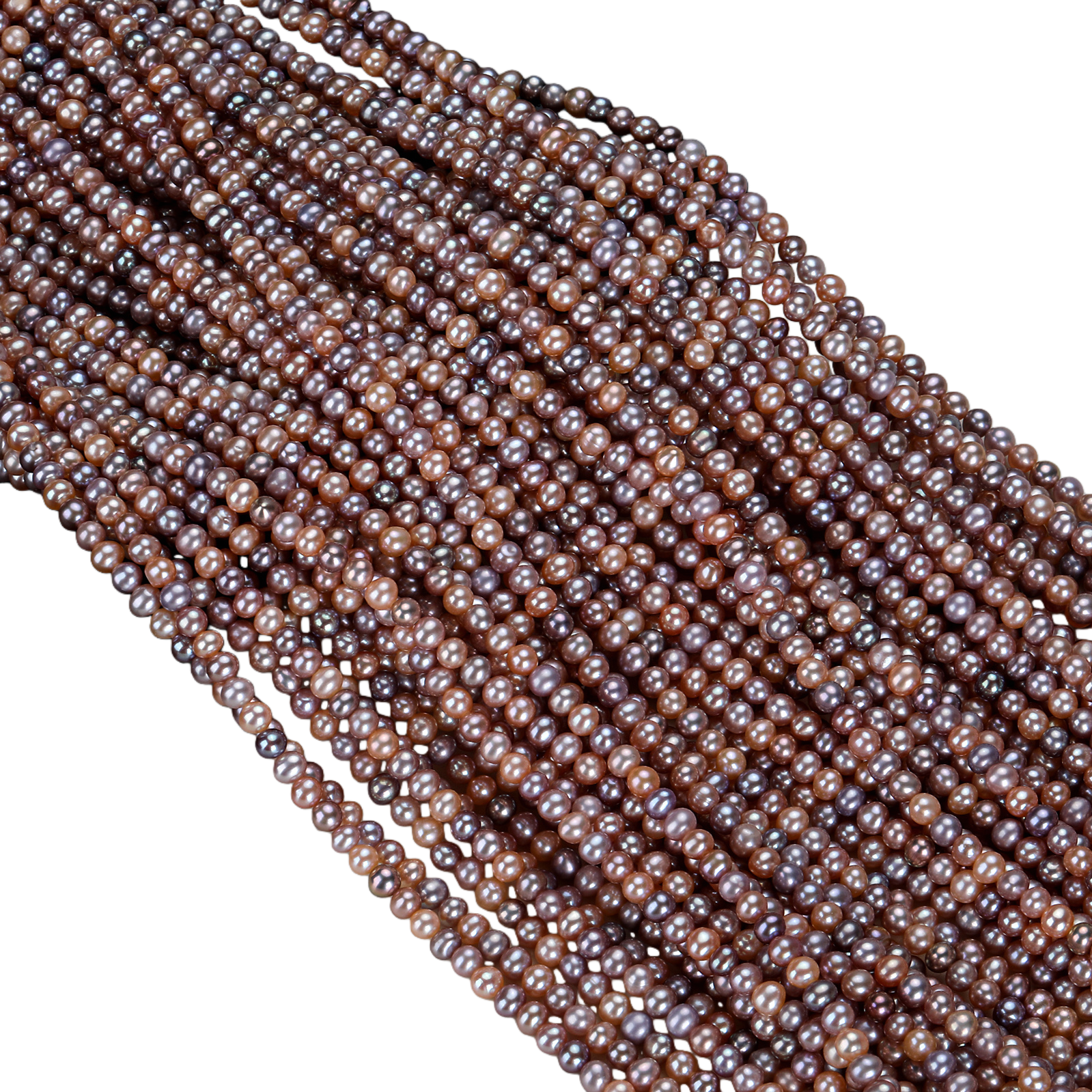 Natural freshwater pearl colored 3-4mm round bead necklace, DIY handmade jewelry material