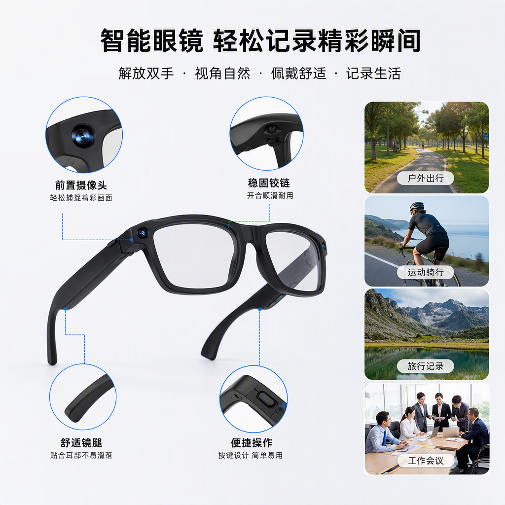 Fashionable white packaging box, suitable for smart glasses, portable storage box, simple and lightweight, anti-drop protective box