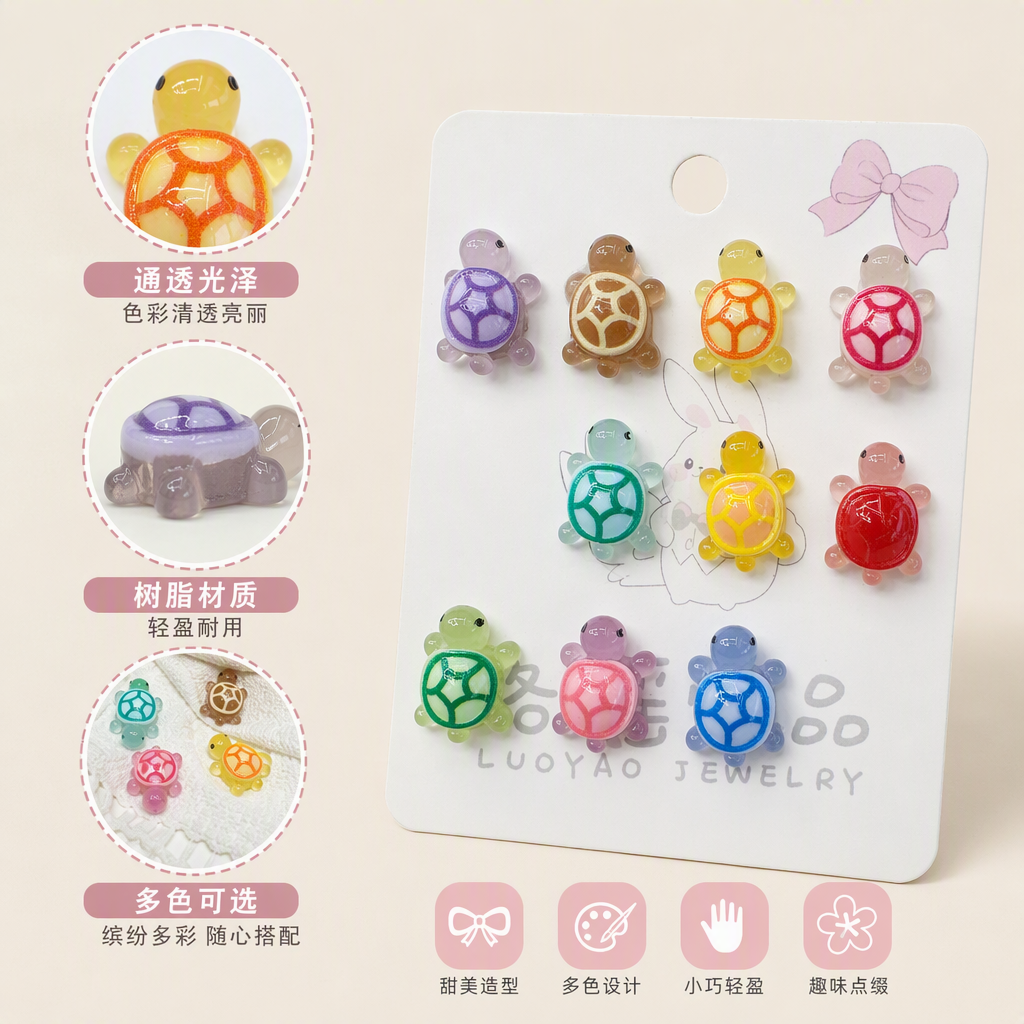 Creative and colorful turtle-shaped ear studs, fashionable, individual and simple earrings, girlish and versatile earrings