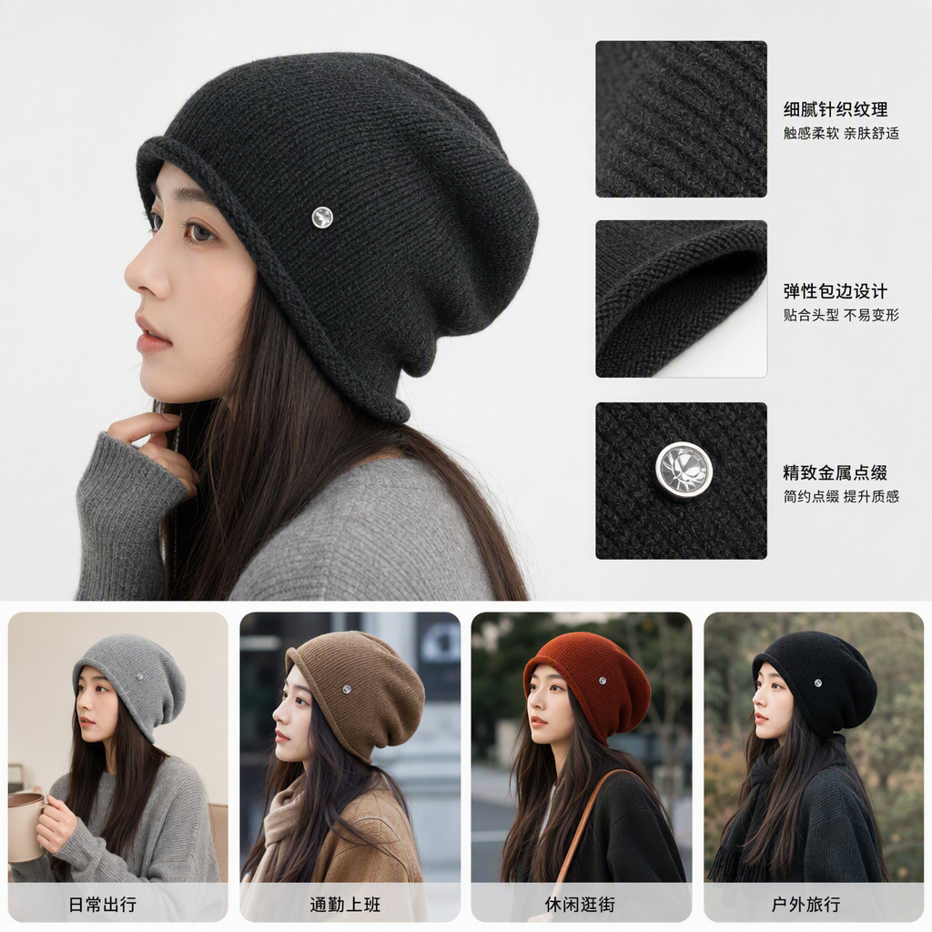 Colorful knitted hat, warm and fashionable, suitable for both men and women, versatile for autumn and winter, soft, comfortable and trendy hat