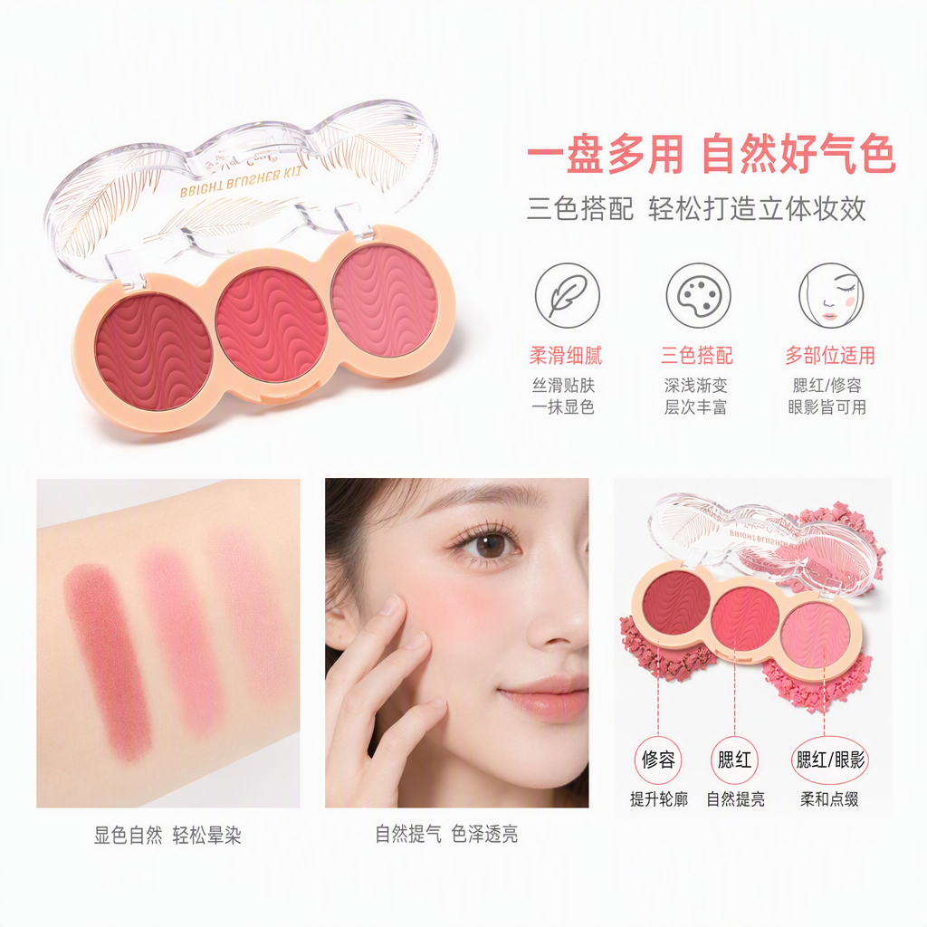 Multi-color eyeshadow, blush, highlight, contouring makeup set, long-lasting color display, multi-purpose beauty tool Specification image