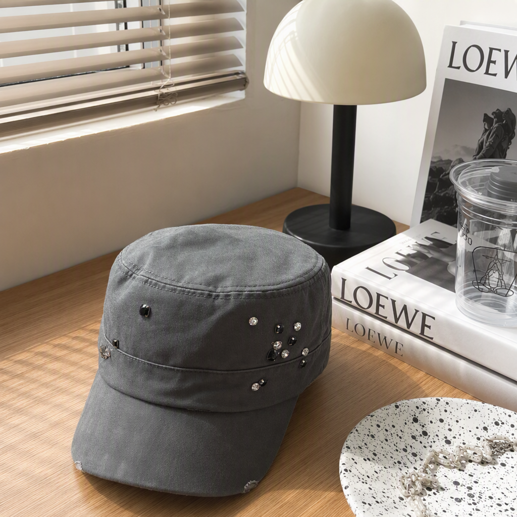 Cinco sombreros militares rhinestone decoración moda versátil hombre mujer tendencia casual sombreros accesorios regalos regalos details Picture