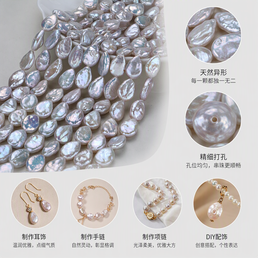 Wholesale of semi-finished diy beading accessories for natural freshwater strong light water drop pearl necklaces from Zhuji Source Factory details Picture