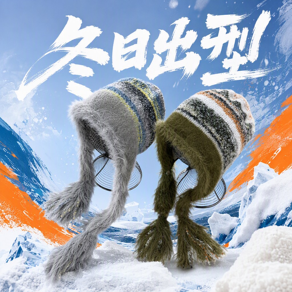 Colorful striped plush hats are warm, cute and fashionable for autumn and winter. They are trendy and versatile hats for boys, girls and children in winter Specification image