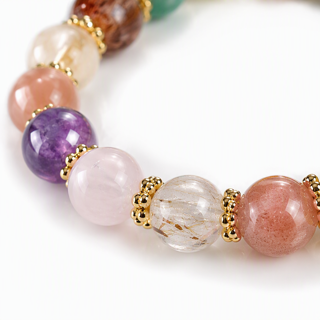 [joyería yajinpe] oro negro super amarillo asser y otros cristales de colores mano cadena pulsera 8mm perlas de cristal natural colorido mano cadena moda y regalo versátil Application Scenario