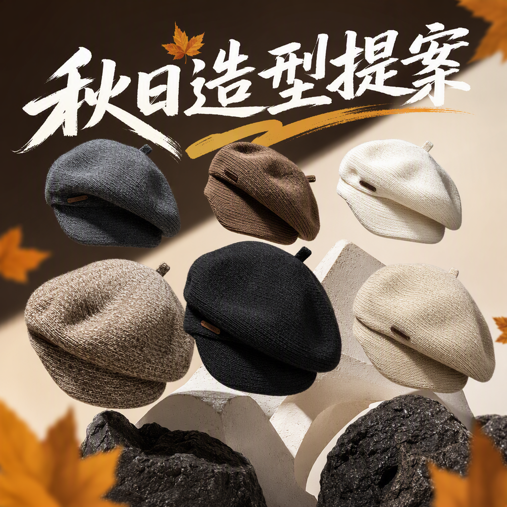 Colorful knitted beret, a fashionable and versatile autumn and winter warm and trendy hat, is a casual hat for both women and men Specification image