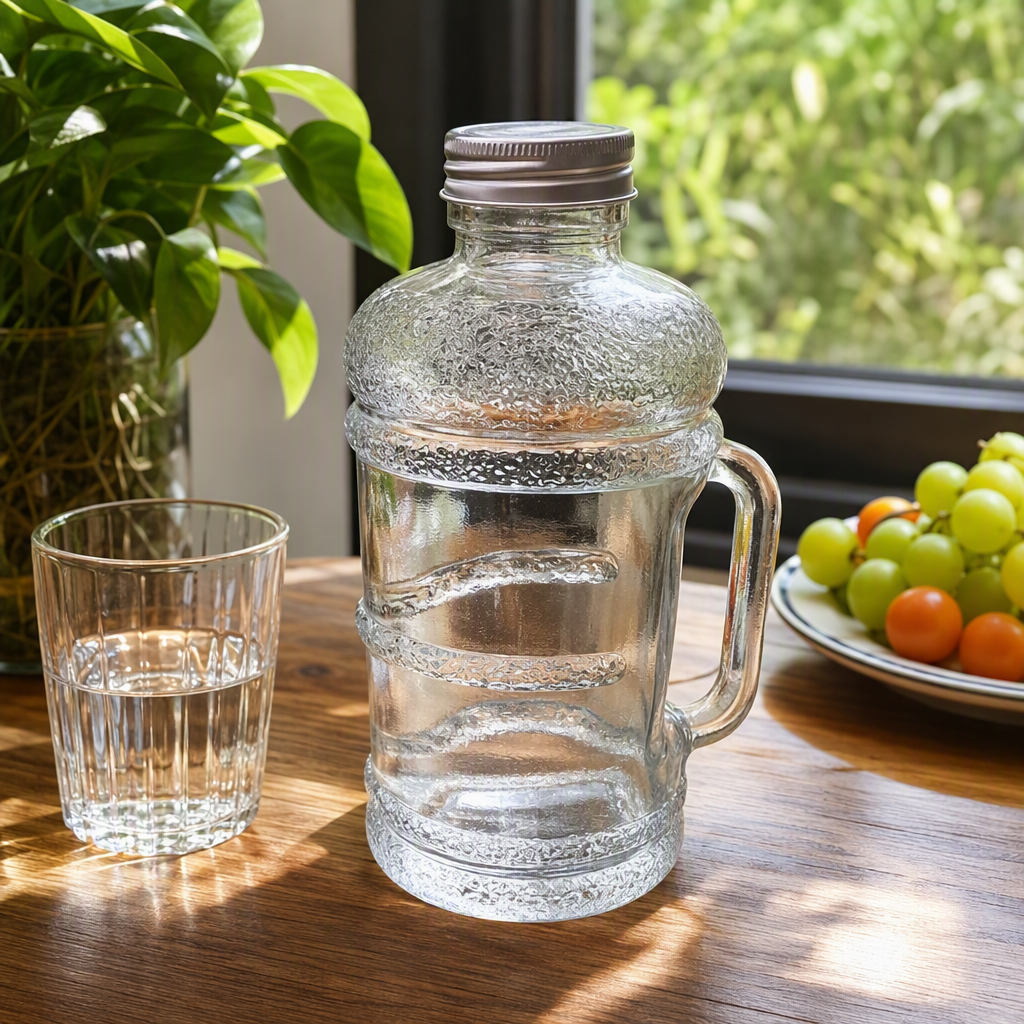Hervidor de vidrio transparente multifuncional resistente al calor y al frío tetera doméstica creativa simple vaso de agua de vidrio con asa details Picture