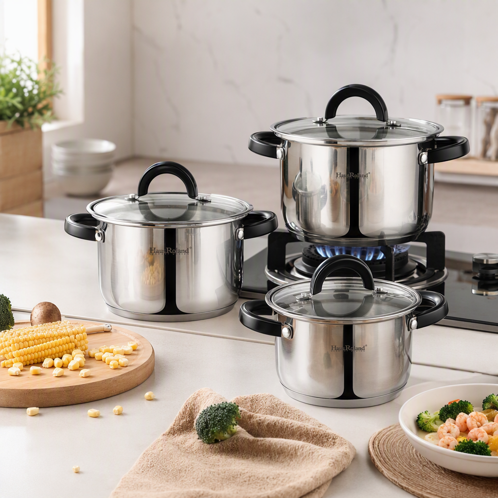 Multi-functional kitchen cookware set, household soup and stir-frying pot set, heat-resistant, durable and practical kitchenware gift box HR187-5 details Picture