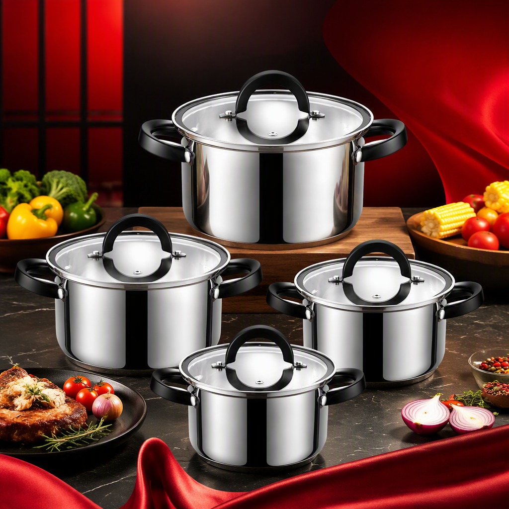 Multi-functional kitchen cookware set, household soup and stir-frying pot set, heat-resistant, durable and practical kitchenware gift box HR187-5 Application Scenario