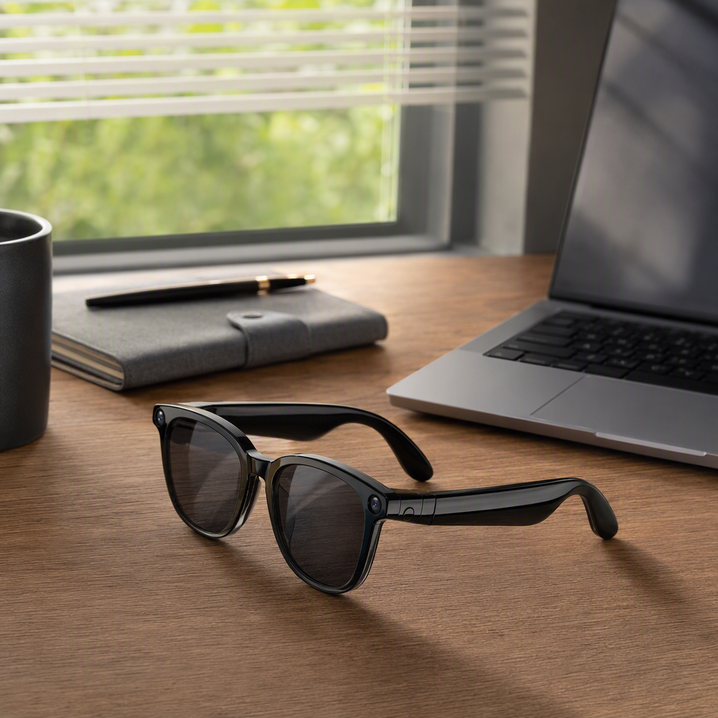 The black packaging box portable smart glasses with multi-functional high-definition display are suitable for office and leisure scenarios details Picture