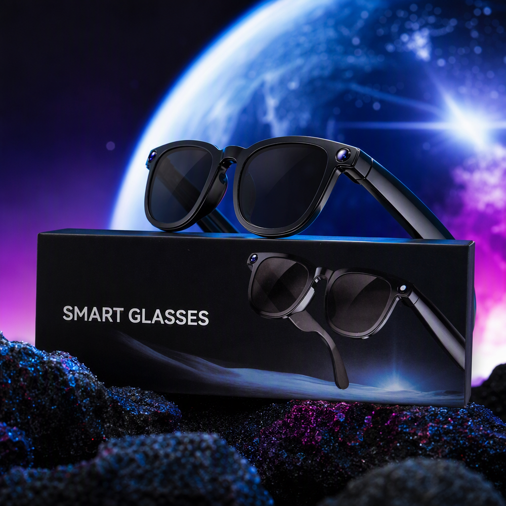 The black packaging box portable smart glasses with multi-functional high-definition display are suitable for office and leisure scenarios Specification image