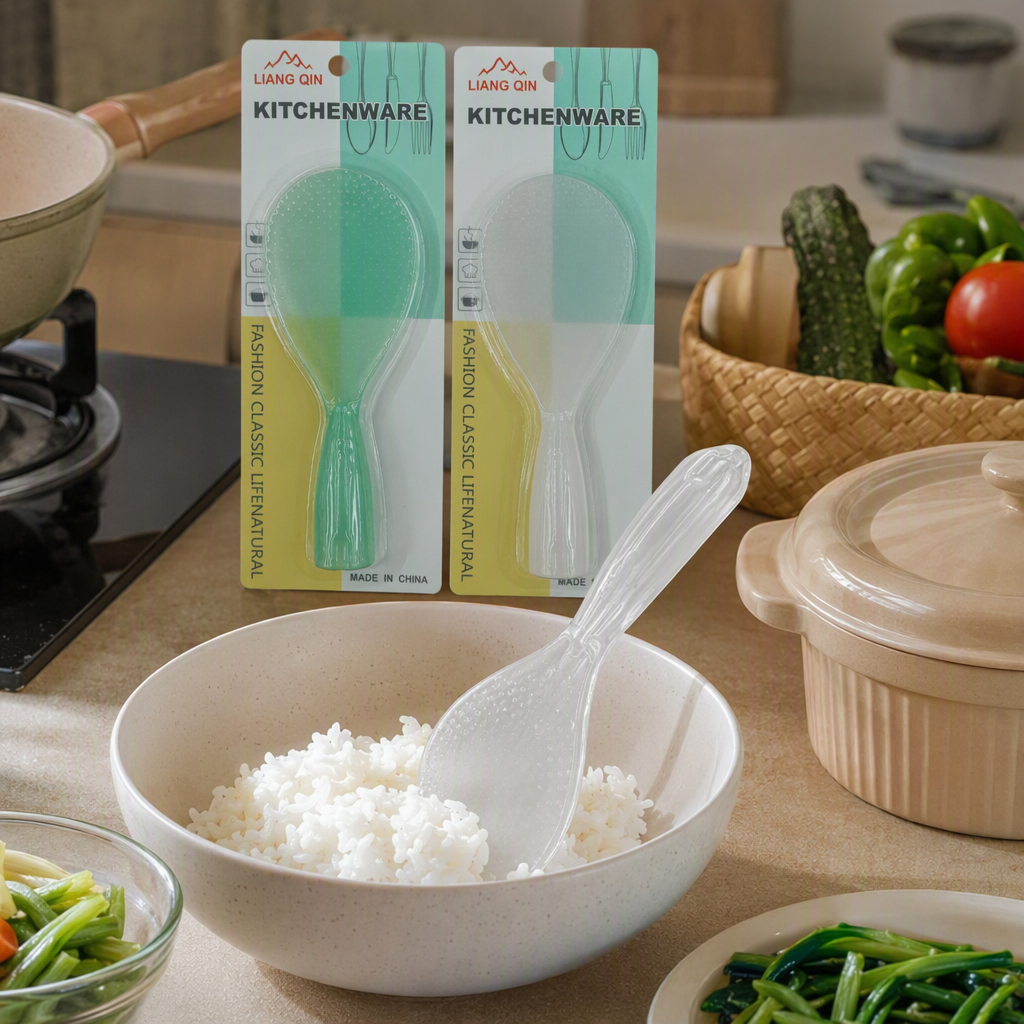 Verde transparente plástico cocina cuchara set paquete verde amarillo blanco tarjeta de tres colores cinta de papel medidor utensilios de cocina details Picture