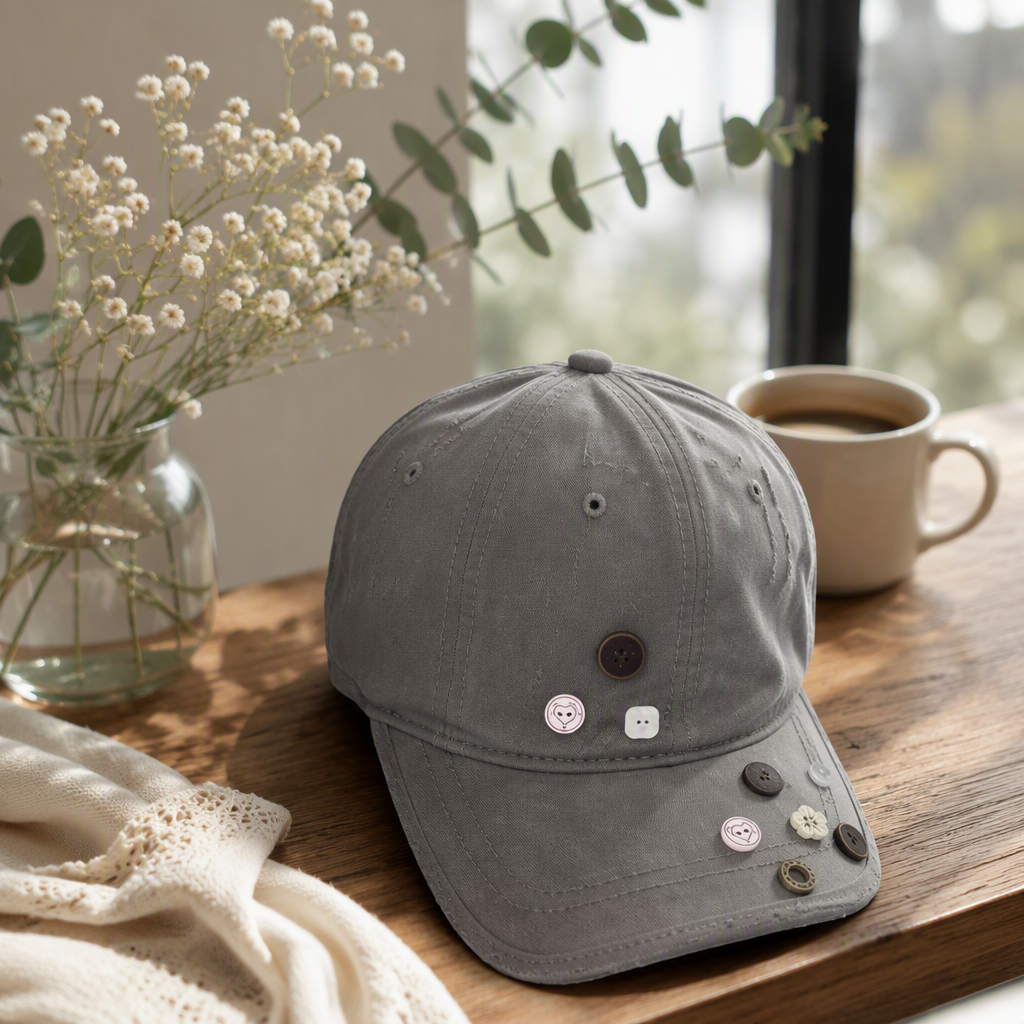 Moda seis botones decorativos gorra de béisbol casual versátil sombrero deportivo para hombres y mujeres estilo de tendencia details Picture