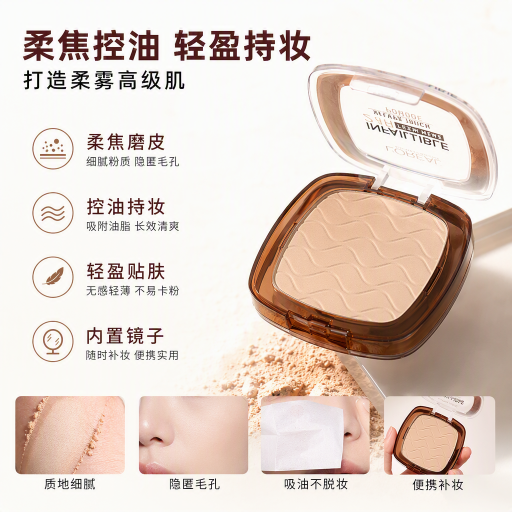 Long-lasting oil-control powder compact, natural concealer, touch-up foundation, setting powder, loose powder, light and breathable makeup products Application Scenario