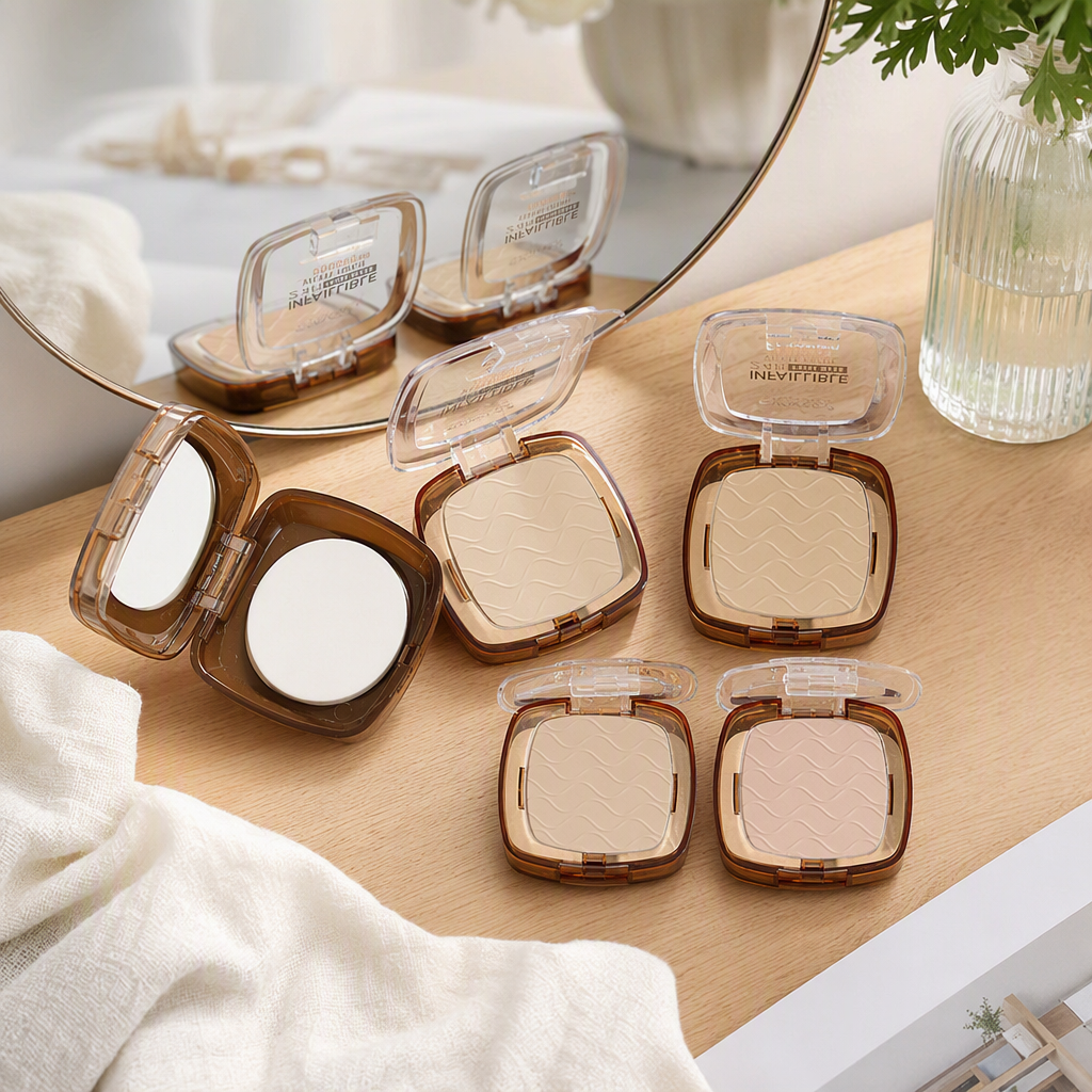 Long-lasting oil-control powder compact, natural concealer, light, breathable, touch-up and setting powder box Item Picture