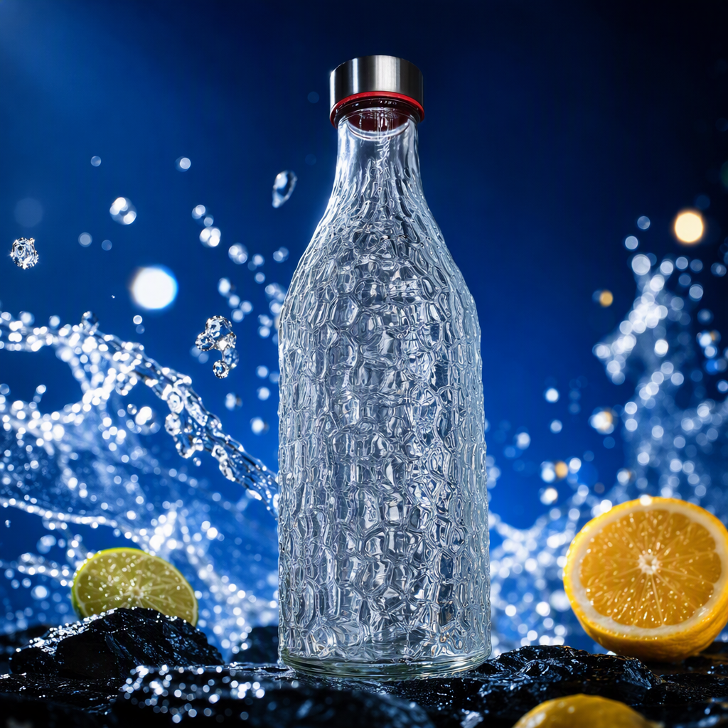 Botella de vidrio texturizado transparente creativa decoración del hogar botella de almacenamiento botella transparente multiuso piezas de artesanía Specification image