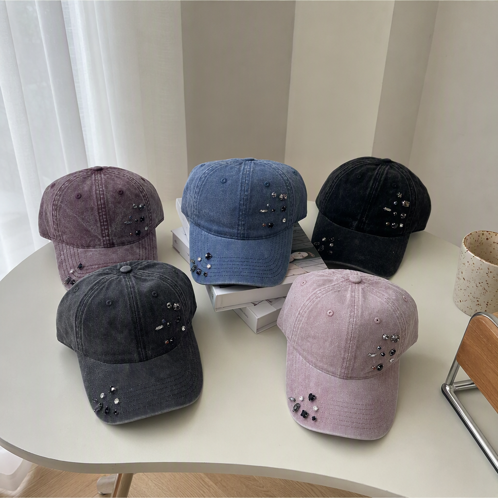 Cinco gorras de béisbol decorativas strass moda versátil sombreros casuales hombres y mujeres tendencia gorras deportivas sorteo details Picture