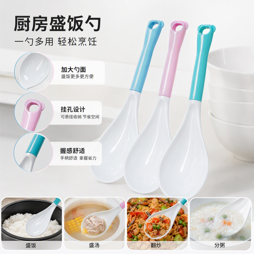 Colorful handle kitchen spoon set, heat-resistant and durable kitchenware, tableware, kitchen supplies, household practical tools