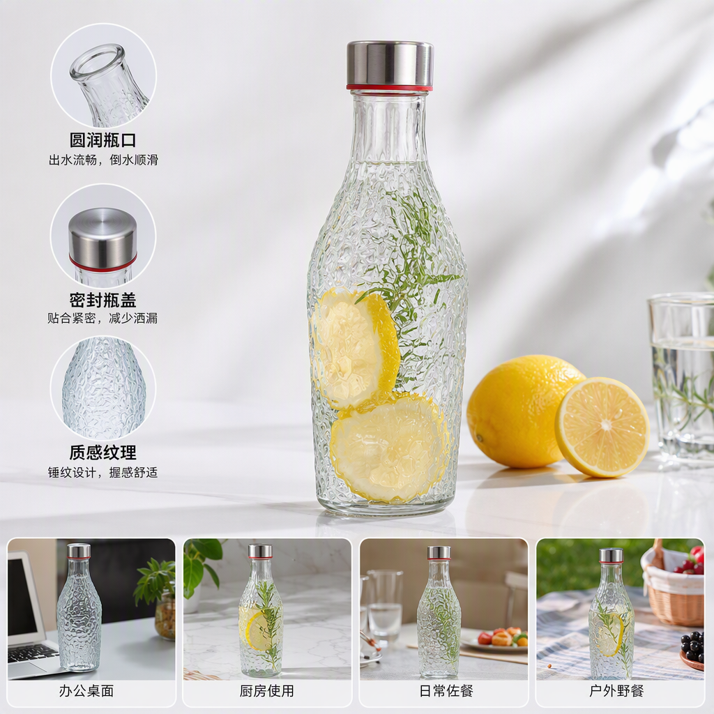 Creative transparent texture glass bottles for home decoration, storage, multi-functional kitchenware, ornaments and handicrafts