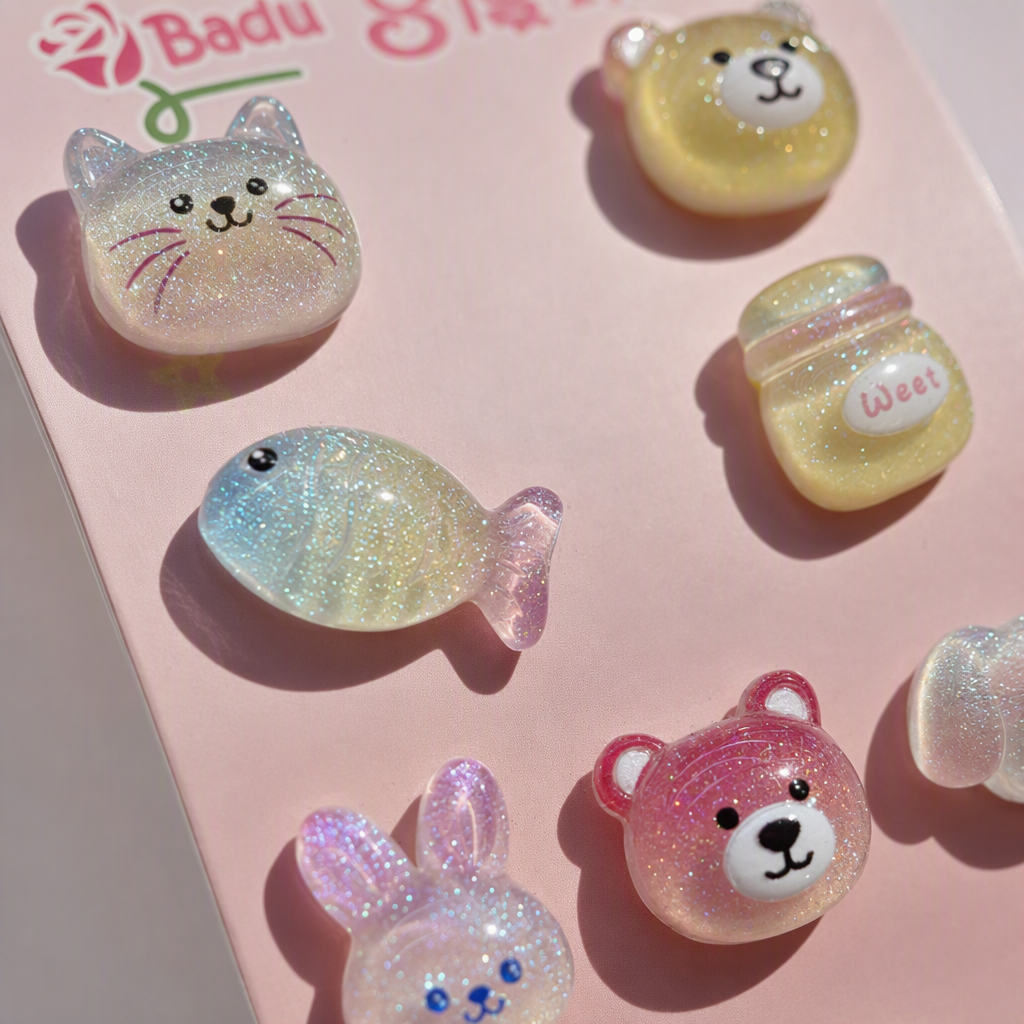 Pink cards, a variety of cute cartoon resin accessories, are suitable for DIY gifts, decorations and fun ornaments Application Scenario