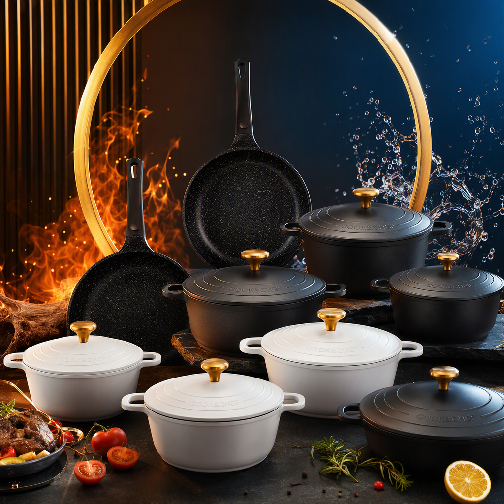 Multi-functional kitchen cookware set, aluminum pot, household soup, rice, stew pot, kitchenware combination, durable and practical HR147-2 details Picture