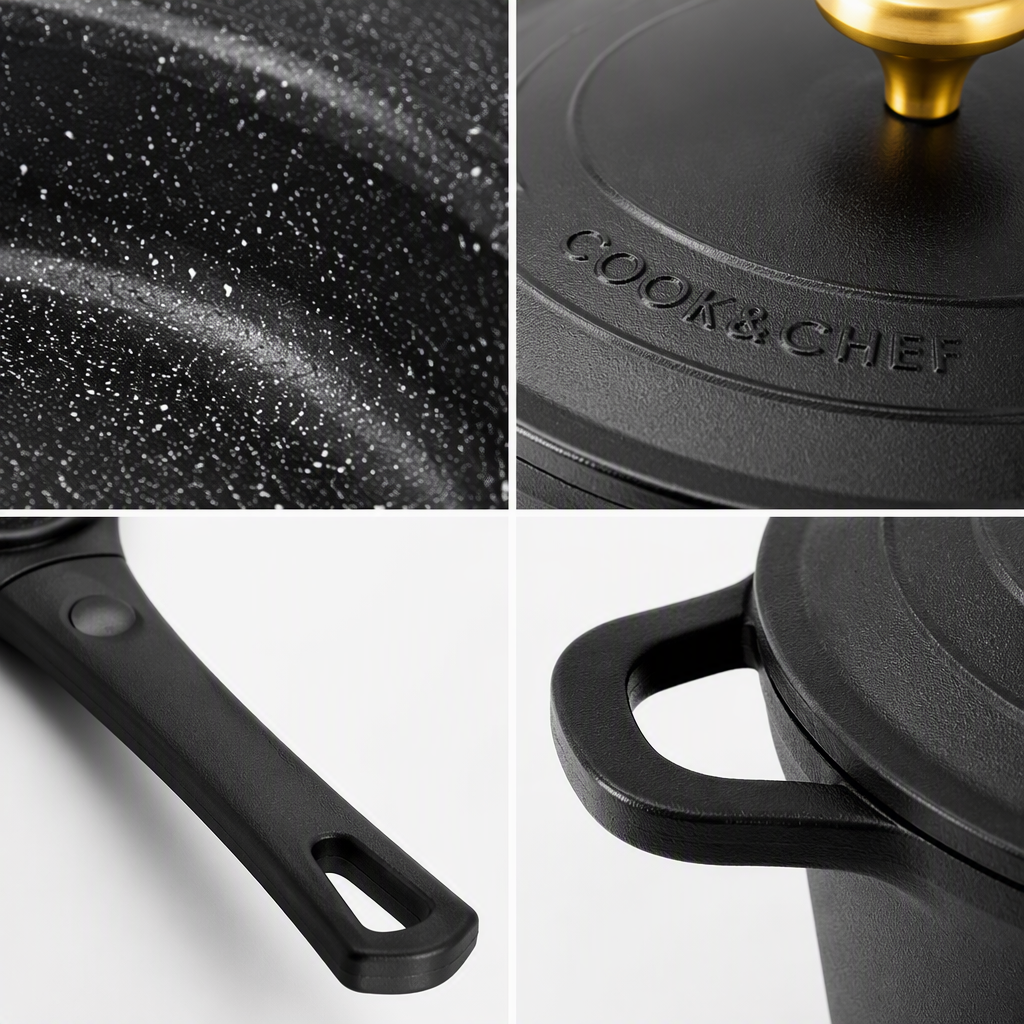 Multi-functional kitchen cookware set, aluminum pot, household soup, rice, stew pot, kitchenware combination, durable and practical HR147-2 Specification image