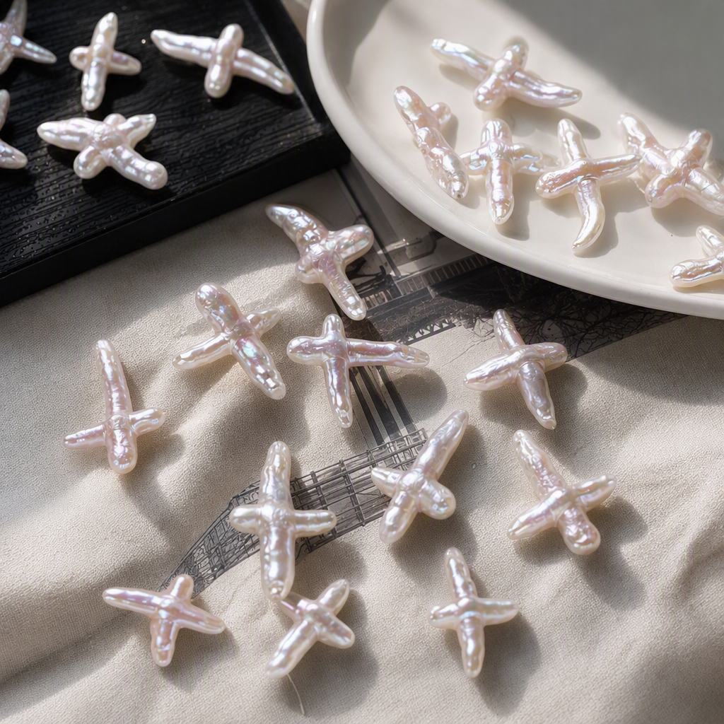 diy semi-finished products of freshwater Baroque cross pearl loose beads Specification image