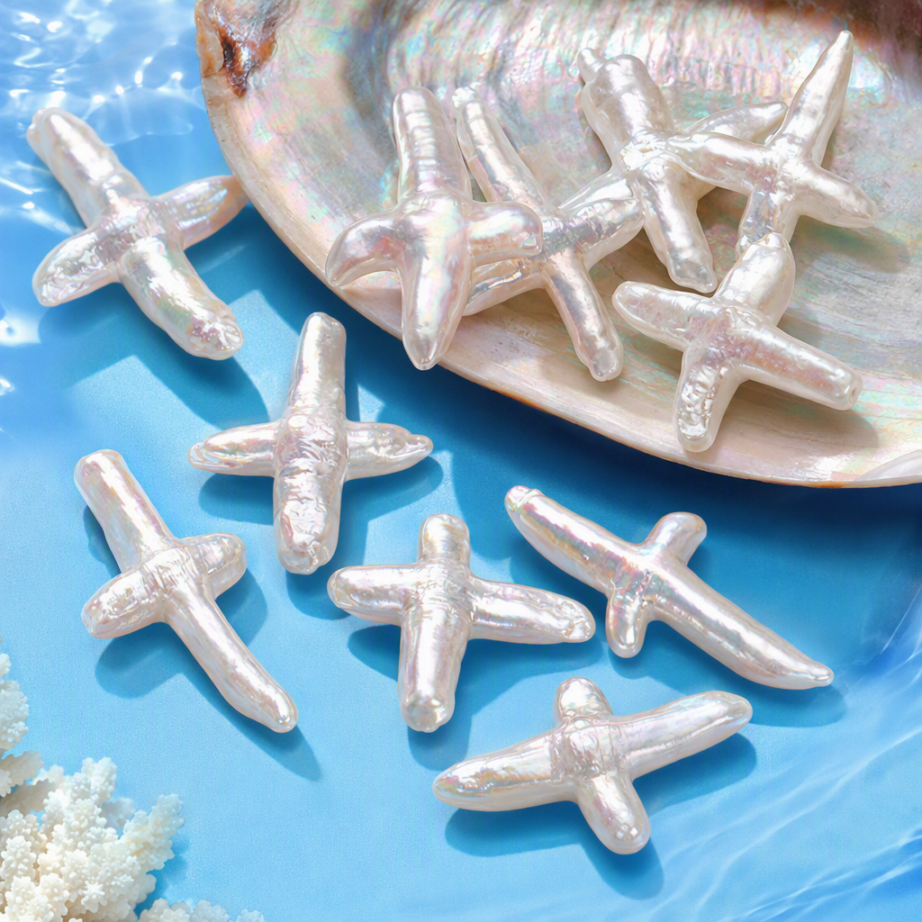 diy semi-finished products of freshwater Baroque cross pearl loose beads