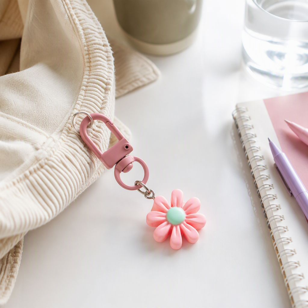 Colorful daisy-shaped keychains, cute and fashionable car key pendants, gifts, promotional items and decorative items details Picture