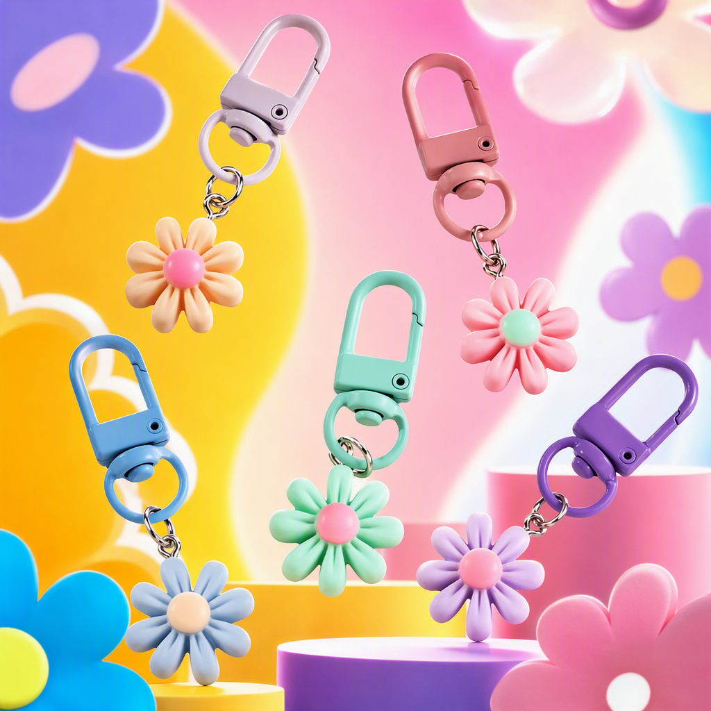 Colorful daisy-shaped keychains, cute and fashionable car key pendants, gifts, promotional items and decorative items Specification image