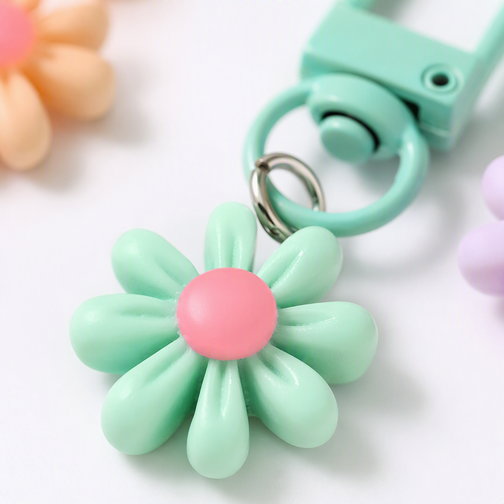 Colorful daisy-shaped keychains, cute and fashionable car key pendants, gifts, promotional items and decorative items Application Scenario