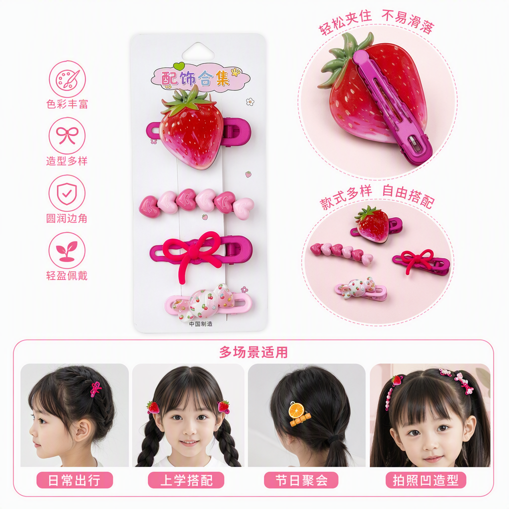 多款彩色水果造型发夹套装儿童可爱发饰发饰头饰发夹组合装女童发饰品