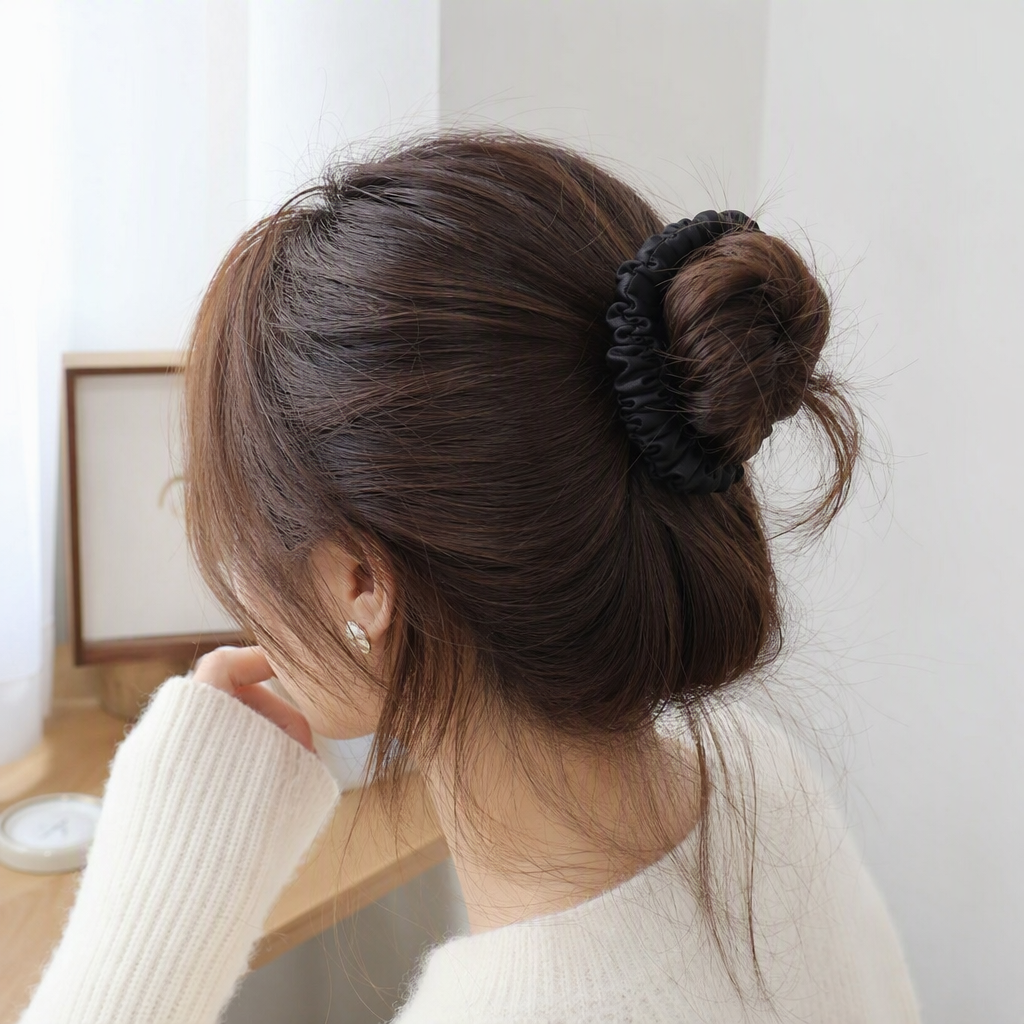 Yuki star accessorios 2 cabellos premium sensacion ethos intestino delgado anillo de pelo cuerda de cabeza mujer satén simple nueva banda elástica mujer atadura cabeza gran cuerda de pelo accesorios de pelo Item Picture