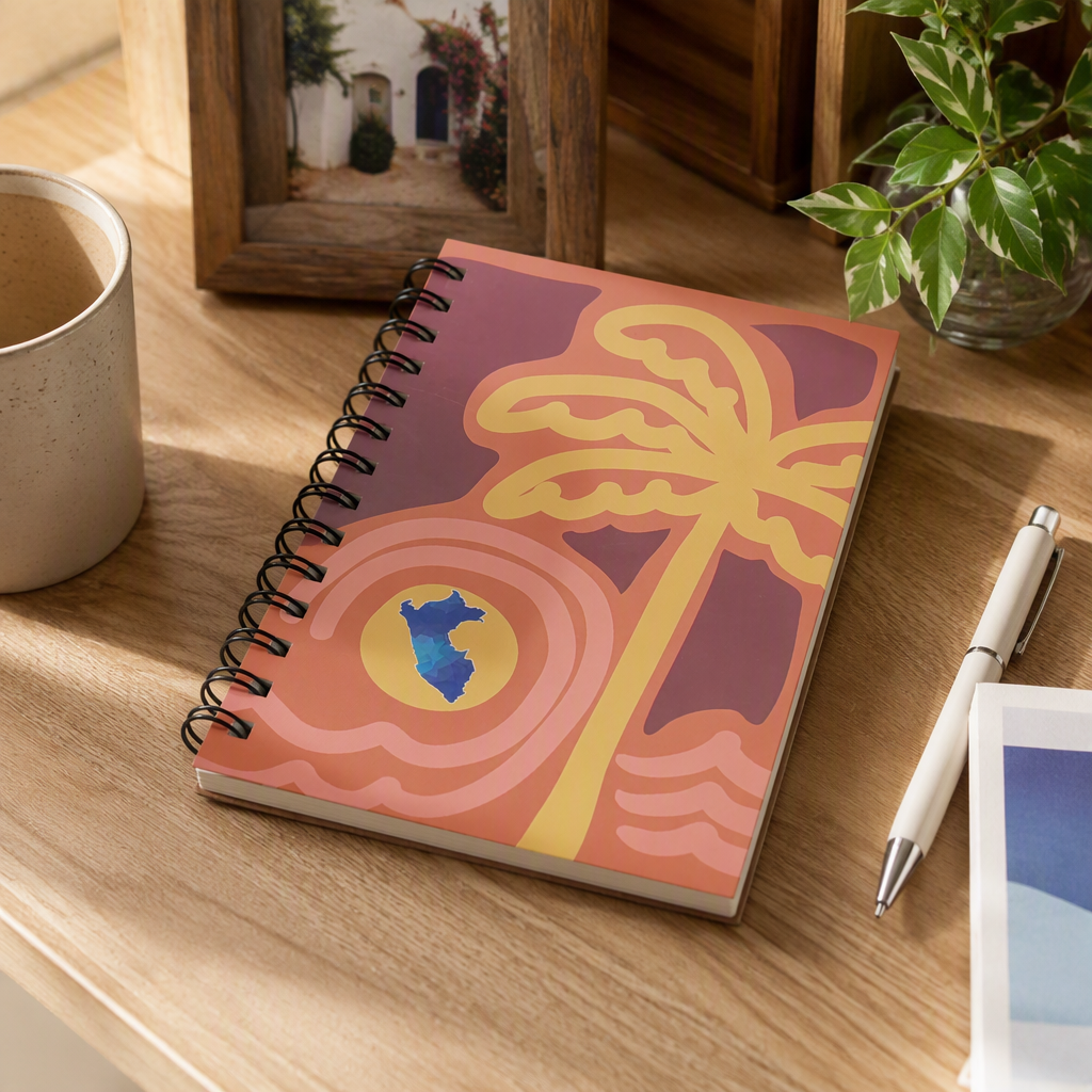 Donghu Paper Products A6 Tropical Coconut Tree Coil Notebook with Exotic Style details Picture