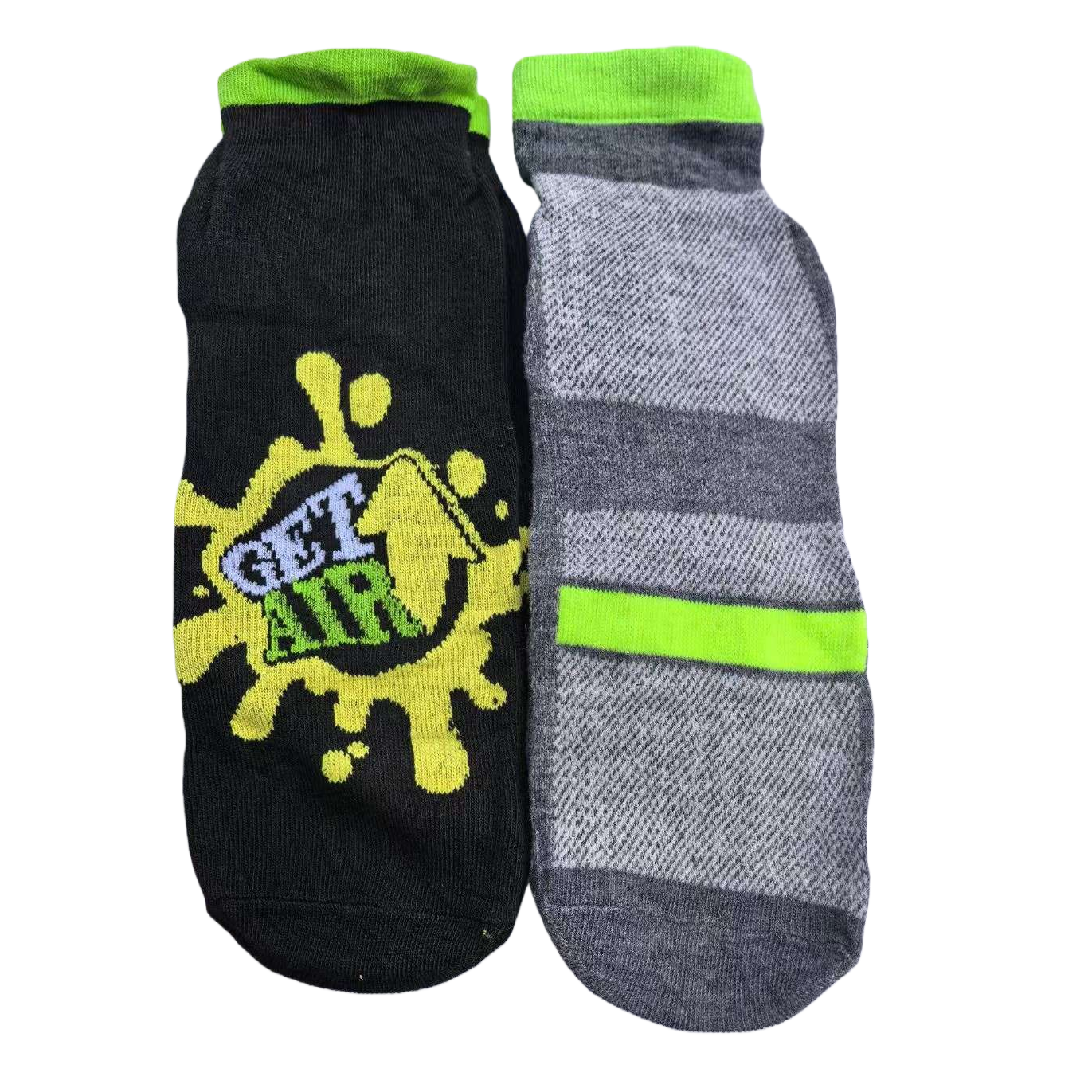 Fashionable black printed short socks, gray-green striped casual socks, trendy and versatile sports socks for both men and women Item Picture
