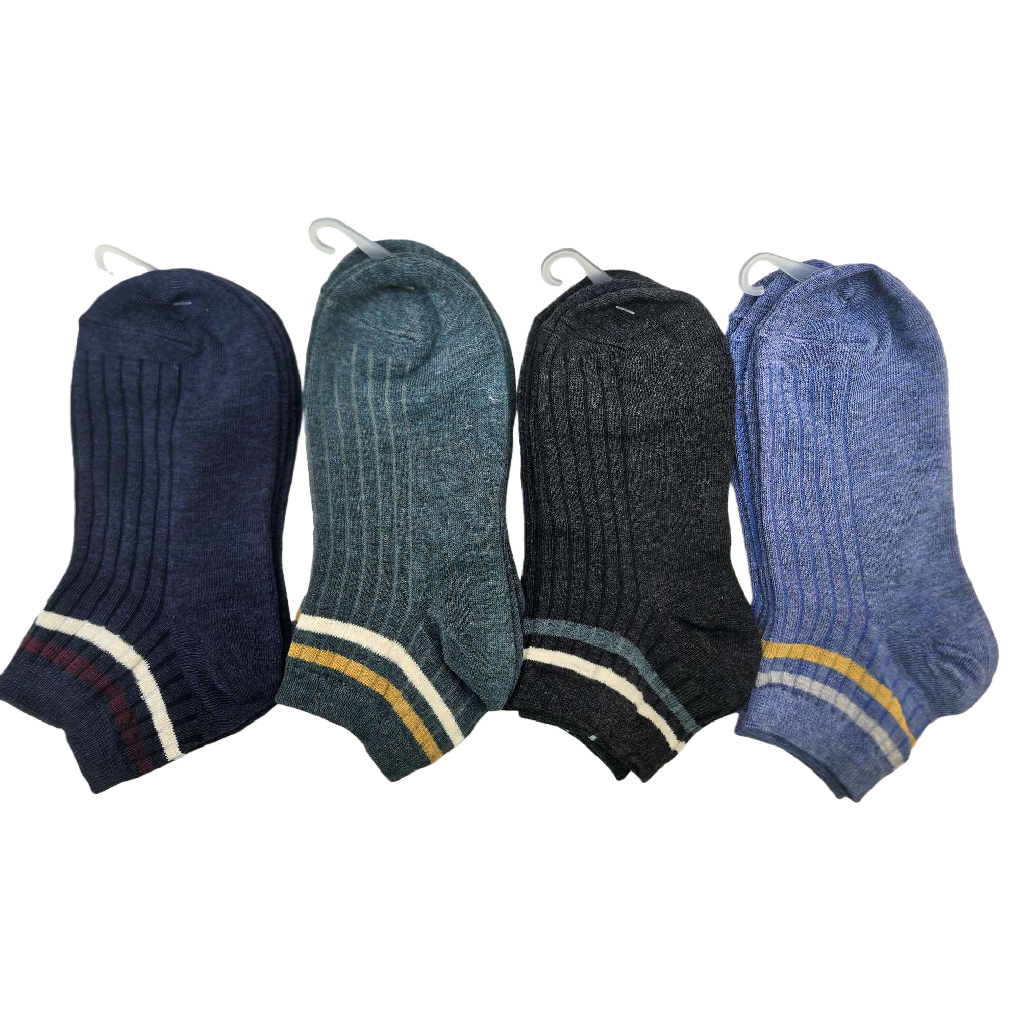Fashionable and casual four-pair striped short socks, breathable, comfortable and versatile, sporty and trendy men's and women's set Item Picture
