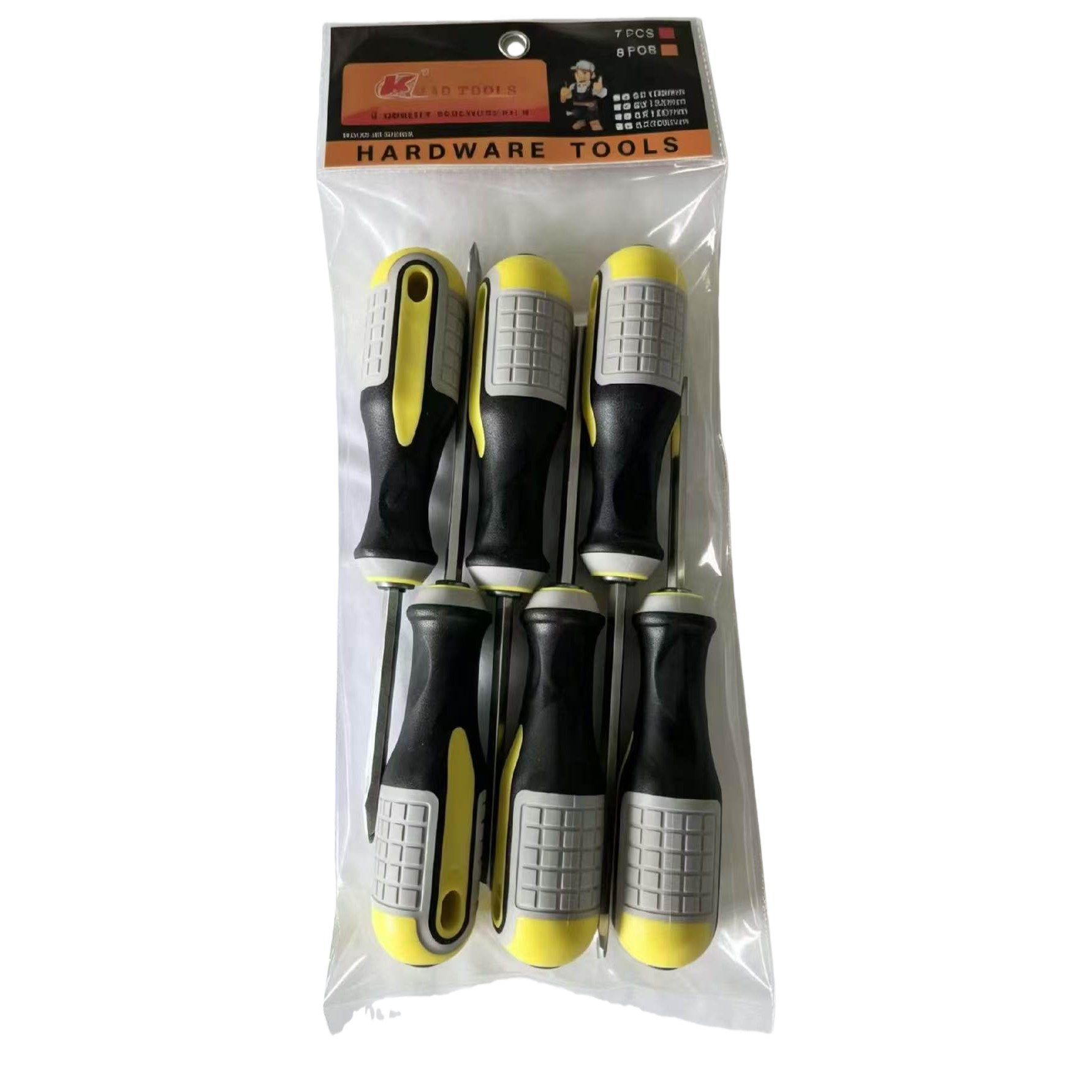This multi-functional yellow and black manual screwdriver combination tool set is a durable and essential household repair tool for maintenance Item Picture