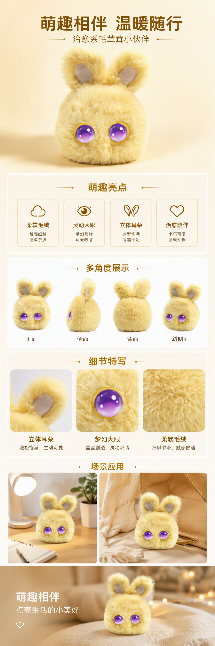 梦呦呦AI智能陪伴毛绒玩具 具备AI功能的AI玩具 会对话可互动黄色六区详情1