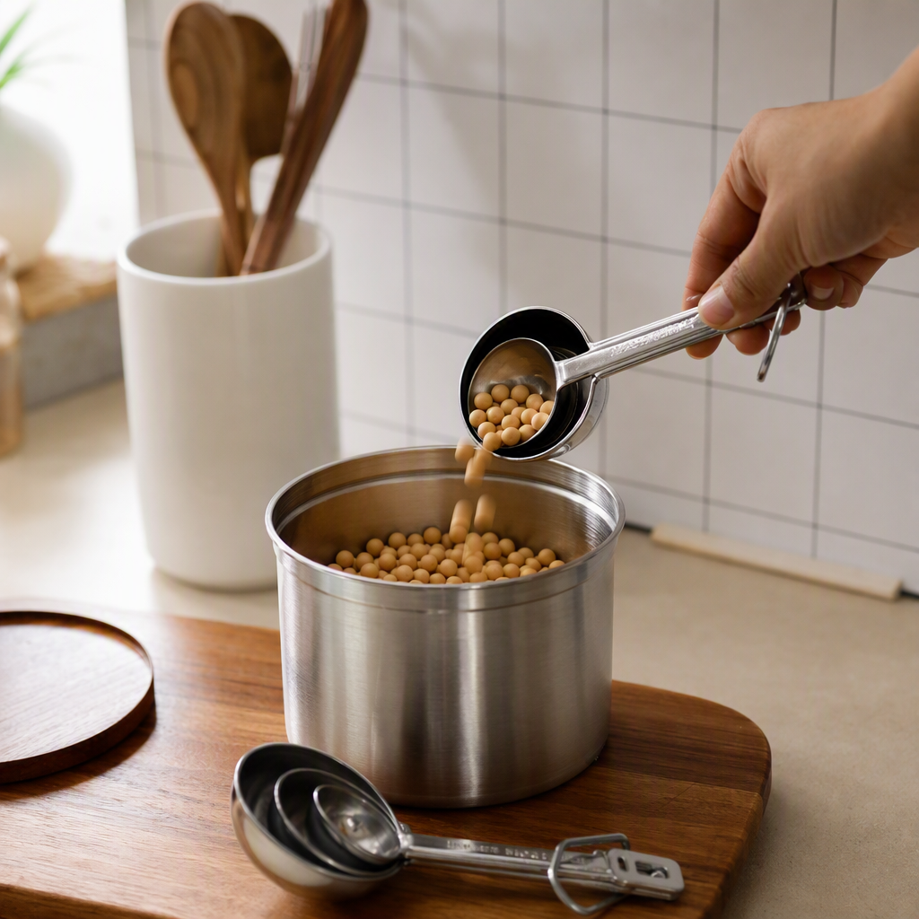 Acero inoxidable kitchen measuring cuchara set home baking condimento medida cuchara 4pc details Picture