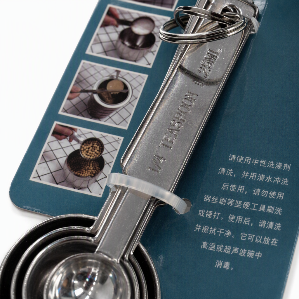 Acero inoxidable kitchen measuring cuchara set home baking condimento medida cuchara 4pc Application Scenario