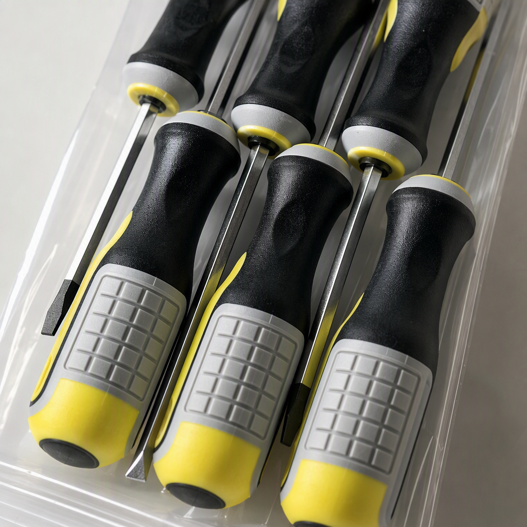 This multi-functional yellow and black manual screwdriver combination tool set is a durable and essential household repair tool for maintenance Application Scenario