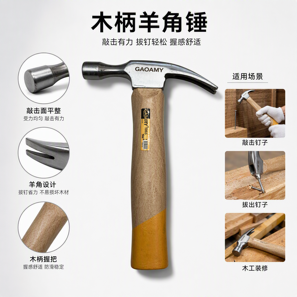 Multi-functional metal hand hammer, a household repair tool, practical and durable, handheld hammer, construction site hardware accessories details Picture