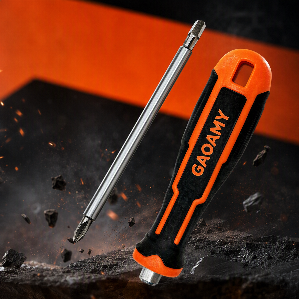 Multi-functional cross-head screwdriver, a manual tool for home repair, is a durable and portable hardware accessory details Picture