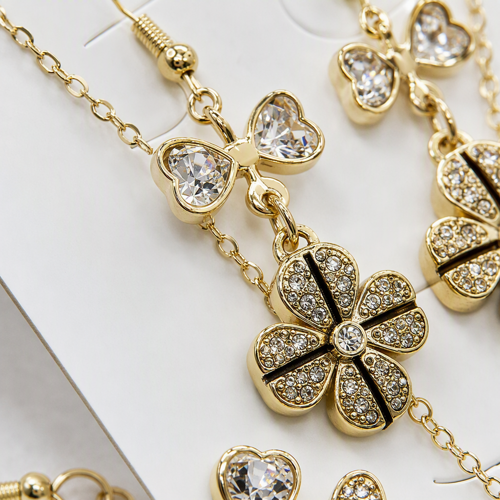 Cross-border red necklace stud set, light luxury, niche collarbone chain, elegant and exquisite set necklace Item Picture